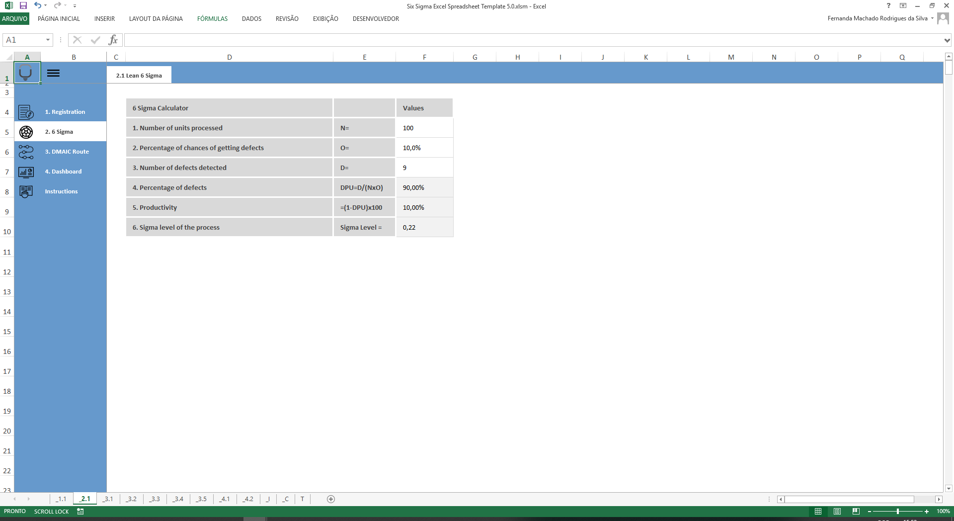 Six Sigma Excel Spreadsheet Template 5.0 - LUZ Templates
